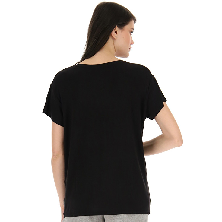 Women Lotto Text W Vi T-shirts Black | 12736-VSMQ