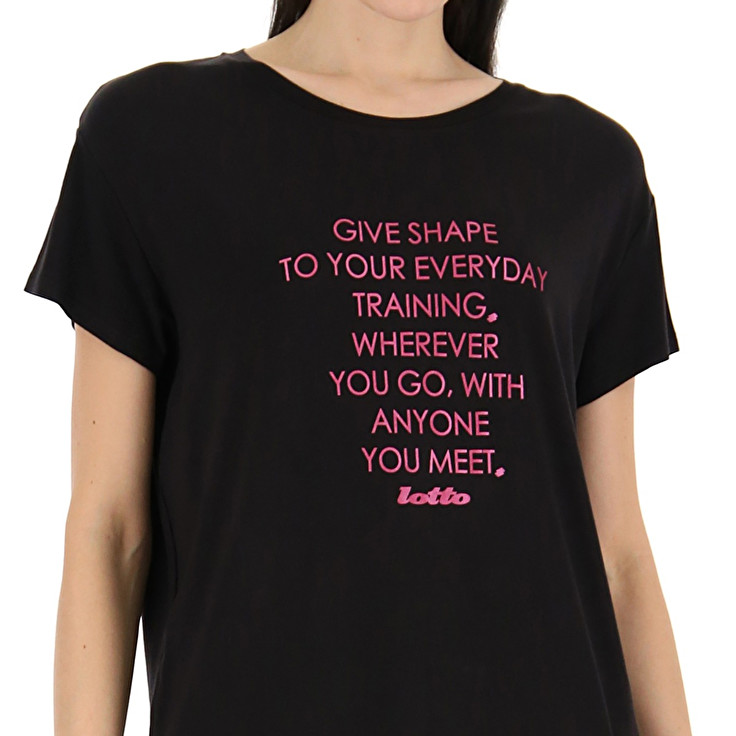 Women Lotto Text W Vi T-shirts Black | 12736-VSMQ