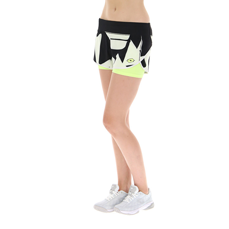 Women Lotto Top Ten W Iii Prt2 Pl Shorts White / Black | 39120-ADVG