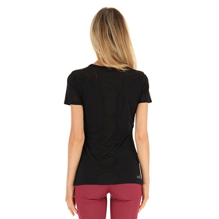 Women Lotto Workout W T-shirts Black | 95640-ZAYB