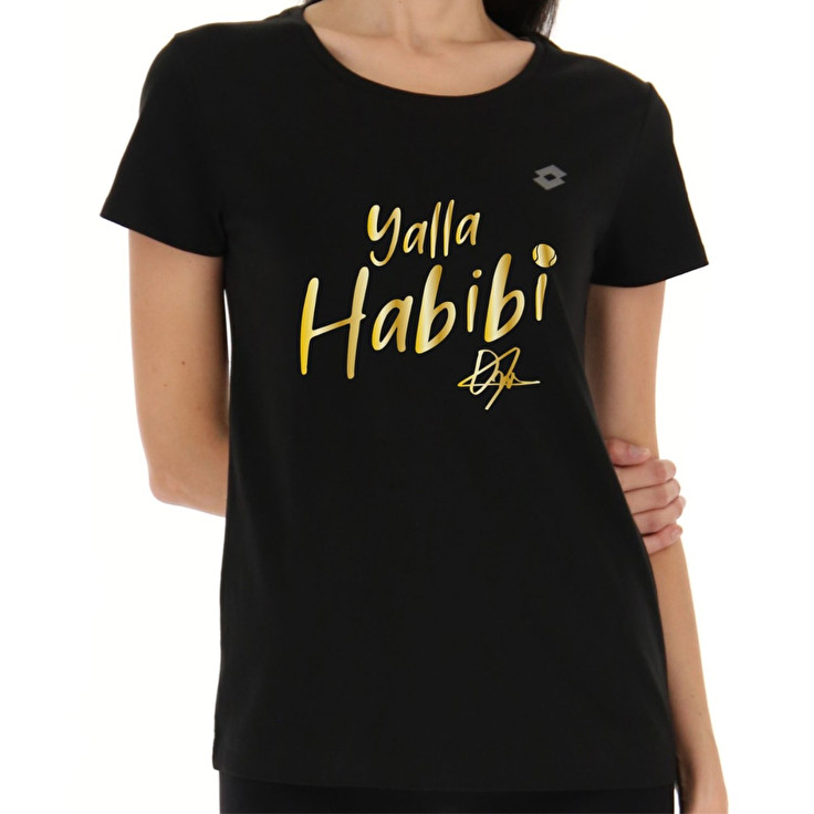 Women Lotto Yalla Habibi Jabeur W T-shirts Black | 51907-CEQU